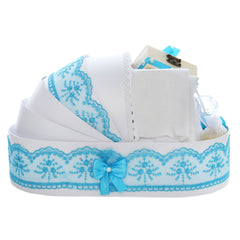 Trusou simplu tip landou pentru botez de baieti, turcoaz, 8 piese, REC5005/25