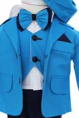 Costum elegant pentru botez, 5 piese, turcoaz, REC3413