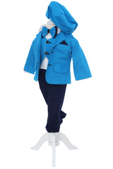 Costum elegant pentru botez, 5 piese, turcoaz, REC3413