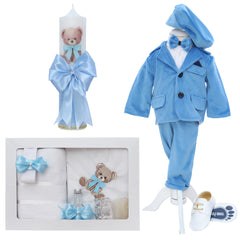 Set trusou botez cu ursulet bleu, 14 piese, REC3403