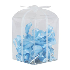 Set 20 marturii, cruciulite biserica din metal cu bolduri si cutiuta, funda bleu, REC1968/50