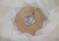 Cutie catifea transport trusou crem cu Lebada, Recostore®, REC3005