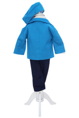 Costum elegant pentru botez, 5 piese, turcoaz, REC3413