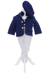 Costum bleumarin-alb, botez baieti, compus din 5 piese, Recostore®, REC3109