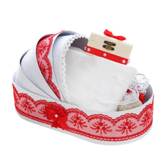 Trusou simplu tip landou pentru botez de fete, rosu, 8 piese, REC5005/27