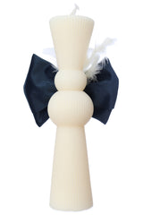 Lumanare clepsidra cu papion bleumarin pentru botez, 26x6 cm, REC5007/9