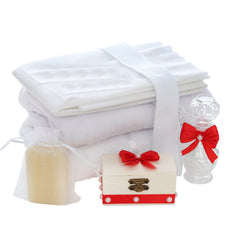 Trusou simplu tip landou pentru botez de fete, rosu, 8 piese, REC5005/27