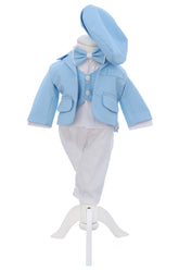 Costum bleu-alb, botez baieti, compus din 5 piese, Recostore®, REC3110