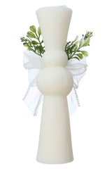 Lumanare clepsidra cu fundita pentru botez, 26x6 cm, REC5007/2