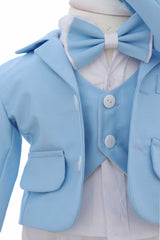 Costum bleu-alb, botez baieti, compus din 5 piese, Recostore®, REC3110