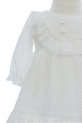 Rochita alba din muselina pentru botez, REC3345