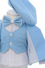 Costum bleu-alb, botez baieti, compus din 5 piese, Recostore®, REC3110