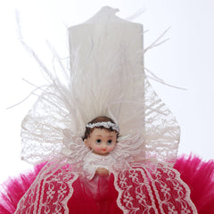 Lumanare botez, ingeras, 30x5.5 cm, ciclam, Recostore®, REC5004/8