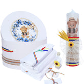Set trusou botez traditional, lumanare si trusou ursulet, REC3368