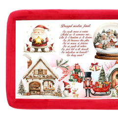 Tava mot fete, aniversare 1 an, Mos Craciun, catifea rosie, 7 piese, 34x25 cm, REC5011/35
