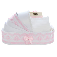 Trusou simplu tip landou pentru botez de fete, roz, 8 piese, Recostore®, REC5005/28