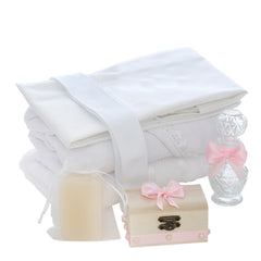 Trusou simplu tip landou pentru botez de fete, roz, 8 piese, Recostore®, REC5005/28