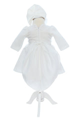 Rochita alba pentru botez, 2 piese, rochie si turban, REC3346