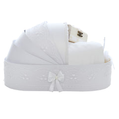 Trusou simplu tip landou pentru botez de fete, alb, 8 piese, Recostore®, REC5005/30