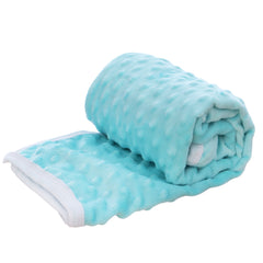 Paturica bleu, Minky dublata, cocolino-bumbac, pentru bebelusi, 75x75 cm, REC3113