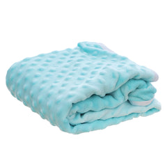 Paturica bleu, Minky dublata, cocolino-bumbac, pentru bebelusi, 75x75 cm, REC3113