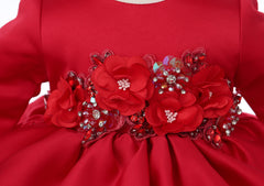 Rochita cu rijelina de culoare rosie cu aplicatii pentru botez de fete, 2 piese, Recostore®, REC2527