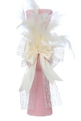 Lumanare botez cu pene, 26x6 cm, REC5007/8