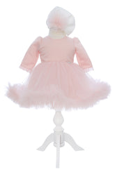 Rochita pentru botez, 2 piese, rochie si turban, REC3349