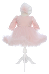 Rochita pentru botez, 2 piese, rochie si turban, REC3349