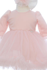 Rochita pentru botez, 2 piese, rochie si turban, REC3349