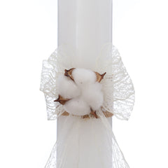 Lumanare botez, floare de bumbac, 35x7 cm, Recostore®, REC5001/13