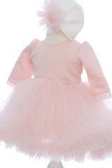 Rochita pentru botez, 2 piese, rochie si turban, REC3349