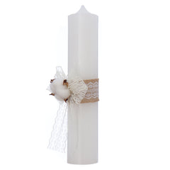 Lumanare botez, floare de bumbac, 35x7 cm, Recostore®, REC5001/13