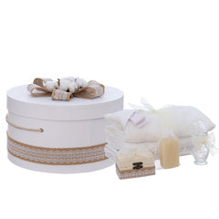 Trusou simplu pentru botez, model floare de bumbac, 9 piese, alb, Recostore®, REC3115