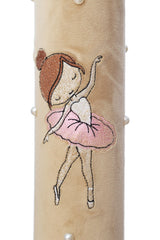 Lumanare botez din catifea cu balerina, crem, 30x7 cm, REC5002/48
