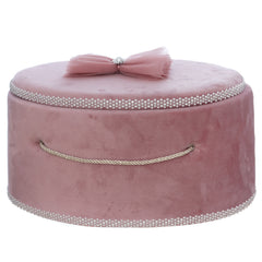 Cutie transport trusou din catifea buretata, roz pudrat, REC3418