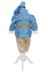 Costum print pentru botez baieti, 4 piese, bleu-crem, REC3351