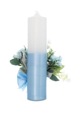 Lumanare botez baieti, model Bebelus cu flori artificiale, 30x7 cm, roz, Recostore®, REC5002/30