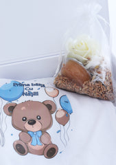 Set prima baita dupa botez cu nasii, body, prosop si saculet cu mirodenii, Ursulet, REC2552