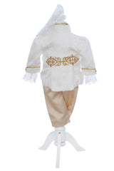 Costum print pentru botez baieti, 4 piese, alb-crem, REC3352