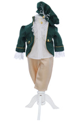 Costum print pentru botez baieti, 4 piese, verde-crem, REC3353