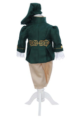 Costum print pentru botez baieti, 4 piese, verde-crem, REC3353