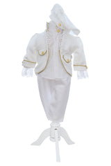Costum print pentru botez baieti, 4 piese, alb, REC3354