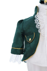 Costum print pentru botez baieti, 4 piese, verde-alb, REC3357