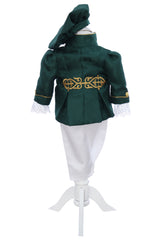 Costum print pentru botez baieti, 4 piese, verde-alb, REC3357