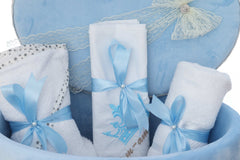 Trusou botez cu corona print, bleu, 9 piese, REC3429
