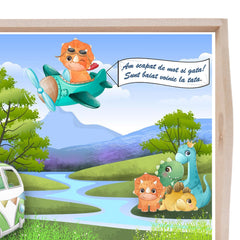 Set tava pentru taiere mot la baieti, model Dinozaur, albastru electric, 6 piese, 35x20 cm, Recostore®, REC1967/204