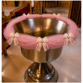 Decor elegant pentru cristelnita, tull roz pudrat cu fundite, 3M, Recostore®, REC5016/4