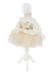 Trusou complet pentru botez de fete personalizat cu Ingeras, lumanare cu Ingeras, rochita,11 piese, ivoire, Recostore®, REC2765