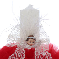 Lumanare botez, ingeras, 30x5.5 cm, rosu, Recostore®, REC5004/10